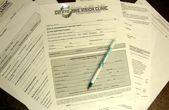 Cheyenne Vision Clinic Paperwork